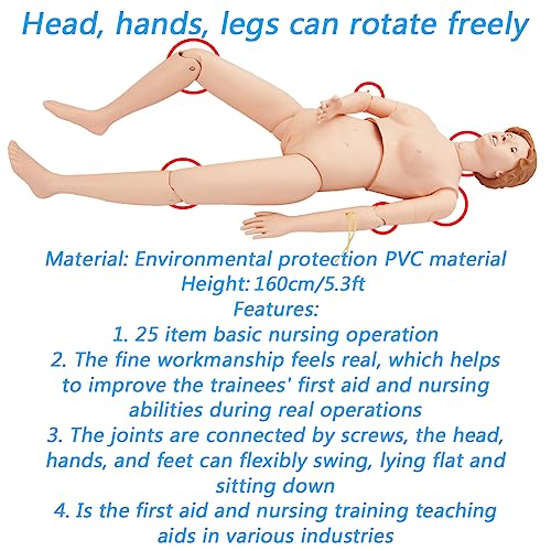 DRXRD Nursing Training Mannequin 5.3ft Life Size Geriatric Training Manikin Patient Care Skills Mannequin with Hospital Gown and Replace Module for Patient Care Skills Training Teaching Female by DRXRD - Image 4