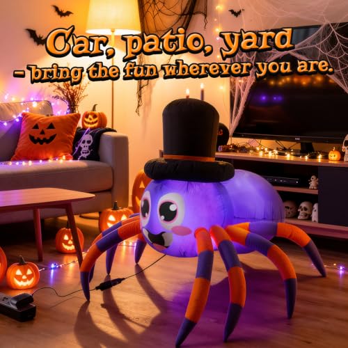 Halloween Trunk or Treat Car Decorations Kit Inflatable Spider with LEDs - image 4