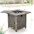 COSTWAY 28" Propane Fire Pit Table, 40,000 BTU Outdoor Propane Gas Fire Table with Wood-Like Tabletop, Lid and Lava Rocks, Square Propane Firepit for Poolside, Garden, Balcony