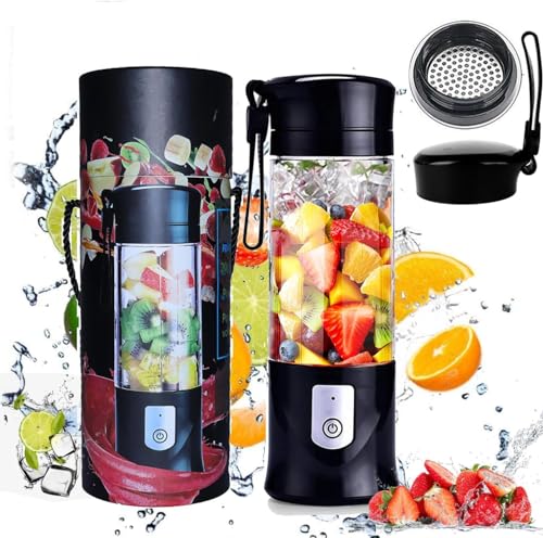 Portable Blender, Type-C Rechargeable Travel Juicer Cup Electric Mini Personal Size Blenders for Smoothies and Shakes Fruit Juice Mixer with 6 Updated Blades for Travel Sports Kitchen13.5Oz(Black) Portable Blender, Type-C Rechargeable Travel Juicer Cup Electric Mini Personal Size Blenders for Smoothies and Shakes Fruit Juice Mixer with 6 Updated Blades for Travel Sports Kitchen13.5Oz(Black)