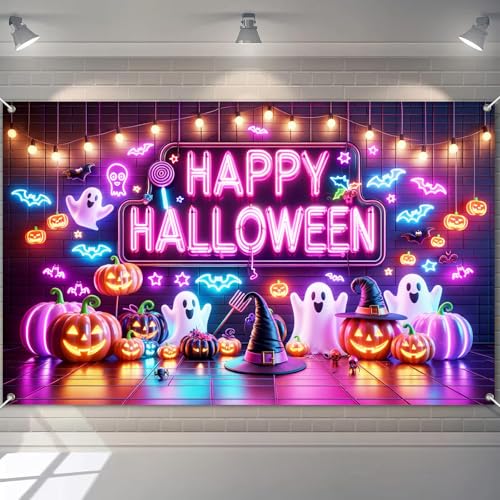 BlissYard Halloween Ghost Pumpkin Banner 71x43 in Spooky Party Decor