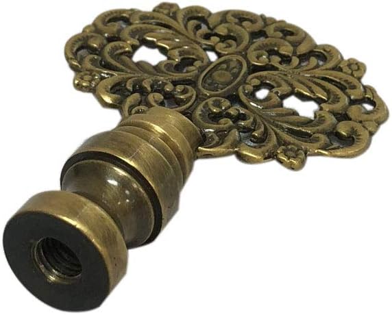 Royal Designs Floral Filigree Design 2.25" Lamp Finial for Lamp Shade, Polished Brass - Set of 2