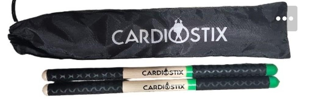 CardioStix Set di bacchette per batteria cardio in legno di noce americano più ponderate (1 paio), 241 g, con doppia presa (1 paio), per batteria, fitness, lezioni aerobiche, esercizi (verde con