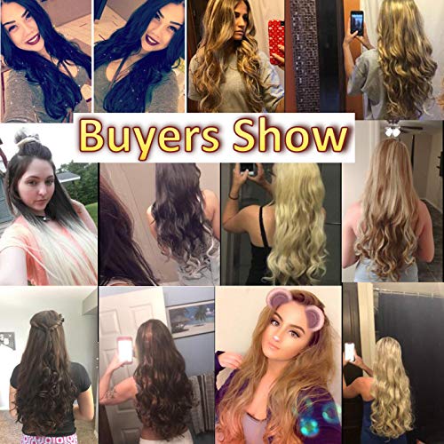 image for SLLIE 7Pcs 16 Clips Curly Straight Double Weft Clip in Hair Extension 