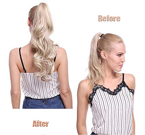 Miniatura 4 de Extensión de cabello sintético de 20 pulgadas, 6.70 oz con clip de garra rizada, extensión de cola de caballo larga y ondulada para mujeres y niñas
