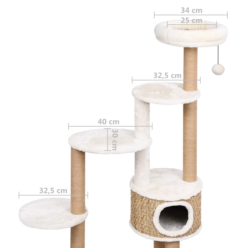 Mangloder - Rascador para gatos con cojín de lujo de 148 cm de algas marinas, árbol de escalada con casa para gatos, cueva de felpa, hamaca, plataforma para casa y balcón, para escalar, arañar, jugar