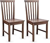 ERGOMASTER Dining Chairs Set of 2 Slat Back Walnut Wood Restaurant Traditional Side Chairs