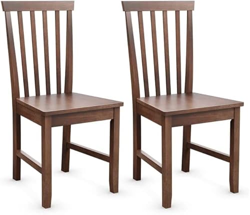 ERGOMASTER Dining Chairs Set of 2 Slat Back Walnut Wood