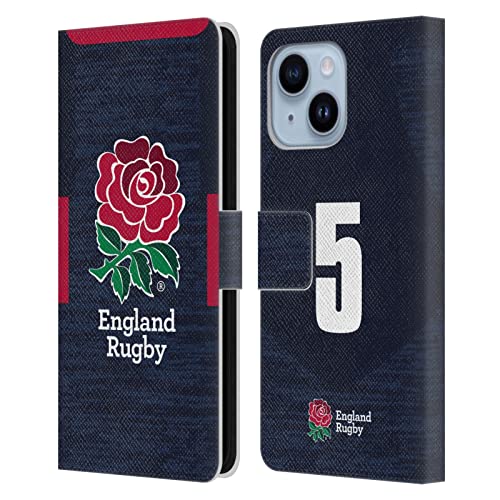 Étui portefeuille en cuir iPhone 14 Plus aux couleurs du maillot de rugby England