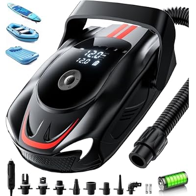 Electric Paddle Board Pump, 22PSI Rechargeable 12000mAh SUP Pump, Theer Stage Inflation/Deflation, Automatic Power-Off Functions, Suitable for Stand up Paddle Boards, Kayak, Surfing Kite, Boat