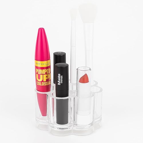 Miniatura 2 de Super Z Outlet Brocha de uñas de acrílico transparente para cosméticos y maquillaje, soporte compacto con 12 espacios de ranura organizadora