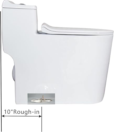 Miniatura 3 de WinZo WZ5080S Inodoro de una pieza con 10 "áspero en la altura del asiento cómodo doble Flush 1.11.5 GPF para baño principal, blanco