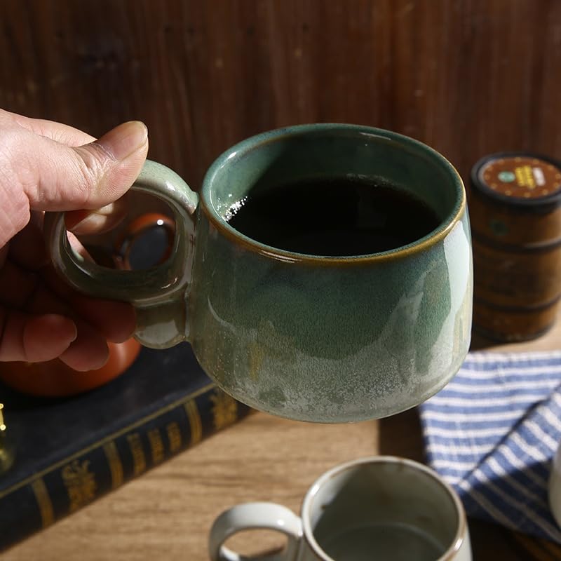 Taza de café de cerámica con cuchara mezcladora miniatura 6