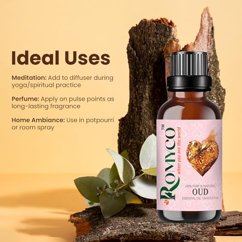 Image of Romyco White Oud Essential Oil 15ml (Arabic White) for Use in Diffuser | Long-Lasting Luxury Perfume, Cologne, Scent for Men & Women | Alcohol-Free | Pure Natural & Undiluted