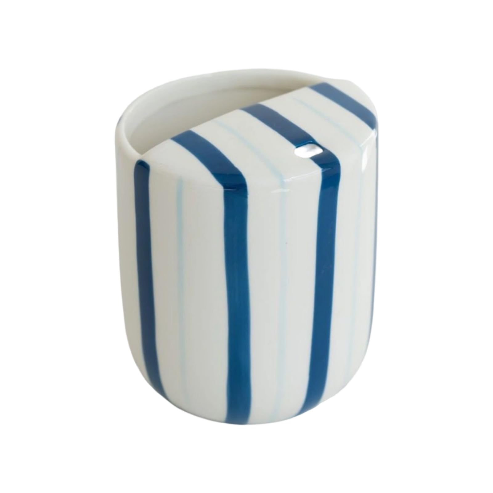 Xinsheinelry Ceramic Striped Handheld Mug with Sip Hole Heatproof for Hot and Cold Drink Striped Ceramic Drinkware Gift