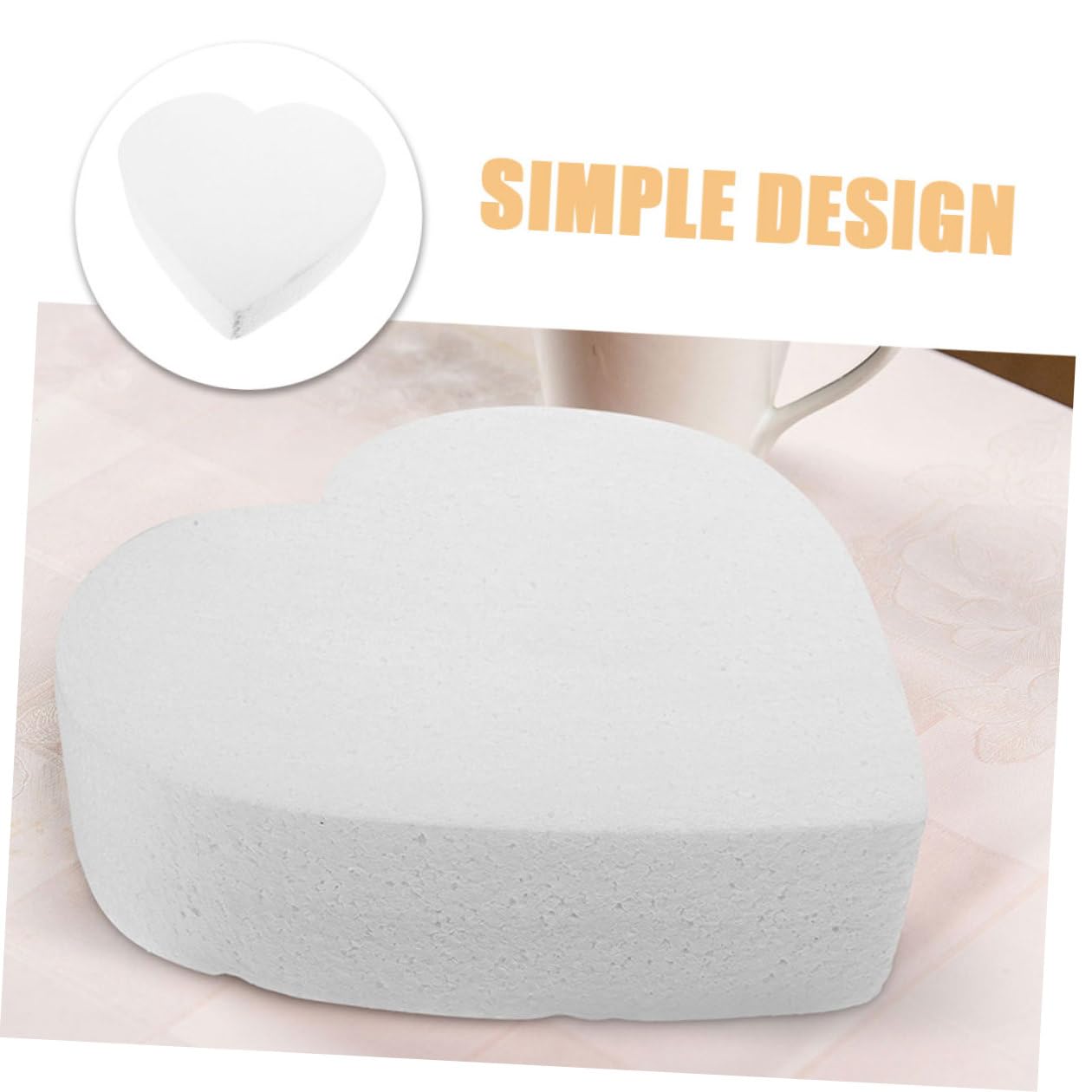 VICASKY Gâteau et Entraînement de Techniques de Pâtisserie Modèle en Mousse Blanc de Cœur Accessoire Créatif pour Décoration de Mariage pour Fêtes Spéciales