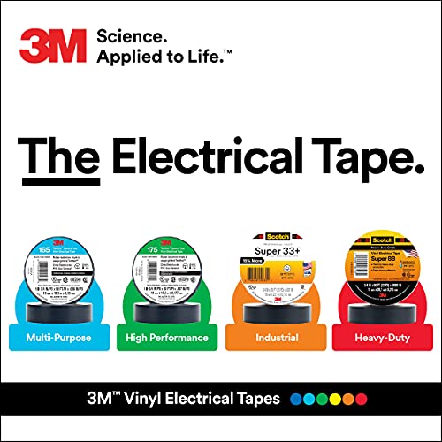 Image of 3M Temflex Vinyl Electrical Tape 175,Flame Retardant,Pressure-Sensitive Adhesive,Electrical and Mechanical Protection,Black,7 mil,3 /4 in x 60 ft,10 Rolls,(Pack of 10)