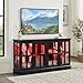 LED Curio Cabinet with Glass Doors & Remote, Adjustable Shelves Lighted Display Case for Collectibles, Vintage Storage or TV Stand for Living Room Office (Wide, Black)