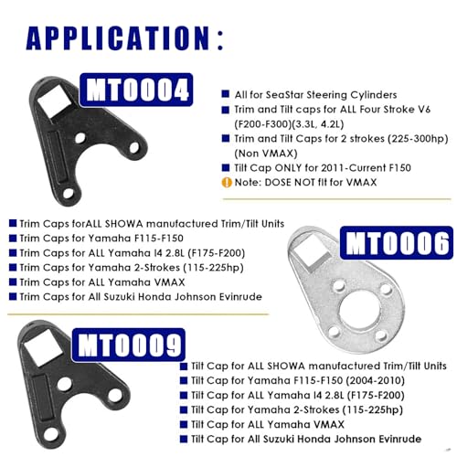 Image of Outboard Trim Tilt Pin Wrench Tools Set MT0004 & MT0006 & MT0009 fit for Yamaha Suzuki Johnson Evinrude, Remove Trim /Tilt Caps or Seals on Hydraulic Steering Cylinders (3 sets)