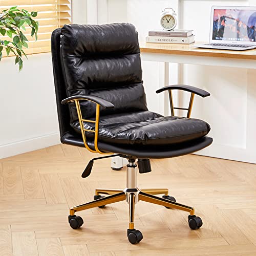 Chaise de bureau à domicile pivotante réglable avec accoudoir et coussin confort
