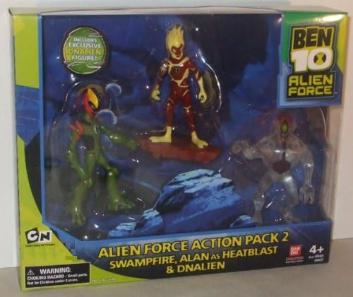 Ben 10 Alien Force 4 Inch Exclusive Action Figure 3-Pack Action Pack 2 (Swampfire, Alan as Heatblast and Clear DNALien)