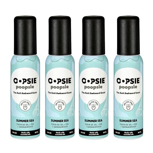 OOPSIE POOPSIE - Summer Sea - Before & After You Go Toilet Spray 2oz - Portable Odor Eliminator - 4 Pack