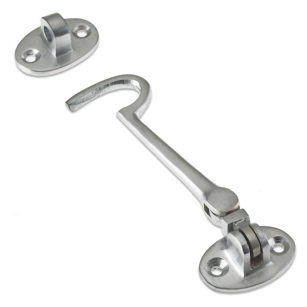 Dzina Satin Chrome Silent Cabin Hook & Eye Gate Hook And Eye 100Mm
