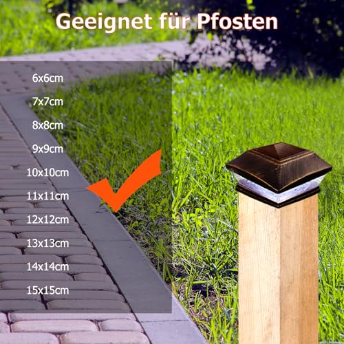 XVZ Luces solares de poste, IP65 impermeable lámparas solares para exteriores, luces LED solares, decoración de jardín para jardín, terraza, valla, postes de madera - Bronce - imagen 2