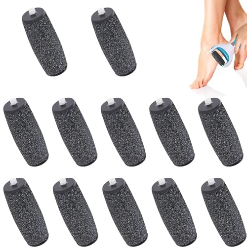 12 piezas Recoadora de pies Eléctricos Rodillos de repuesto,Extra áspero Rodillo Pie,Compatible con Scholl Velvet Smooth, Recambio de cabezal de rodillo para pedicura de pie eléctrico