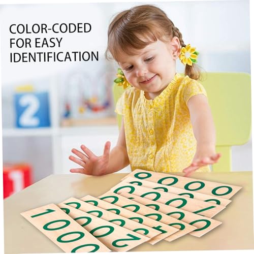 Tarjetas numéricas de madera 1-9000 con caja Montessori para niños 7