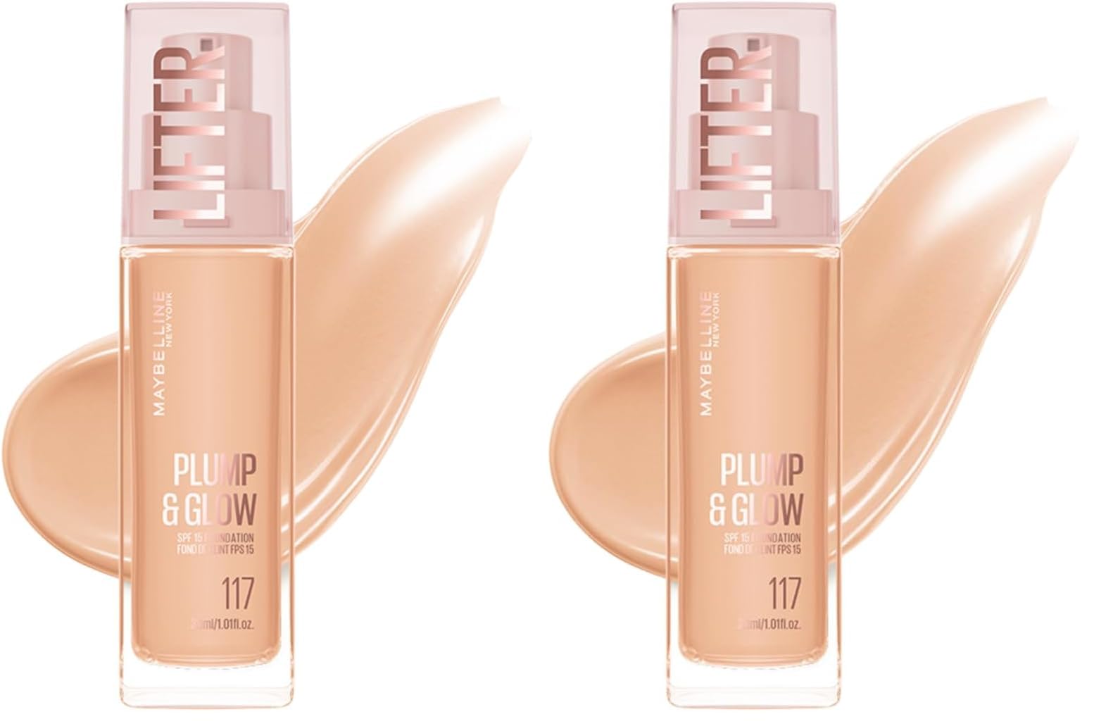 Maybelline New York Lifter Niasinamid ve Hyalüronik Asit İçeren Aydınlatan Fondöten - 117 (2 paketi)