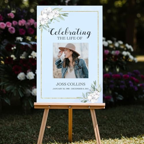 Image of Custom Funeral Sign with Picture - Personalized Memorial Sign - Personalized Funeral Board for Love Ones - Memorial Funeral Sign - Custom funeral Decorations for Loss of Loved Ones