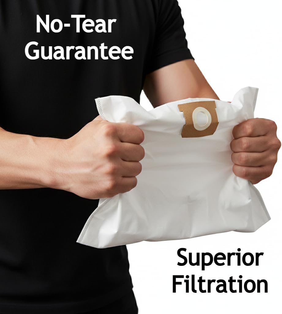 Premium Bags Compatible for DEWALT DXVA19-4101, 6-10 Gallon, DXVA19-4111, DXV06P DXV09P DXV09PA DXV10P DXV10PL DXV10S DXV10SA DXV10SB Wet/Dry Shop Vacuum, Heavy Duty Non-Woven Cloth Material
