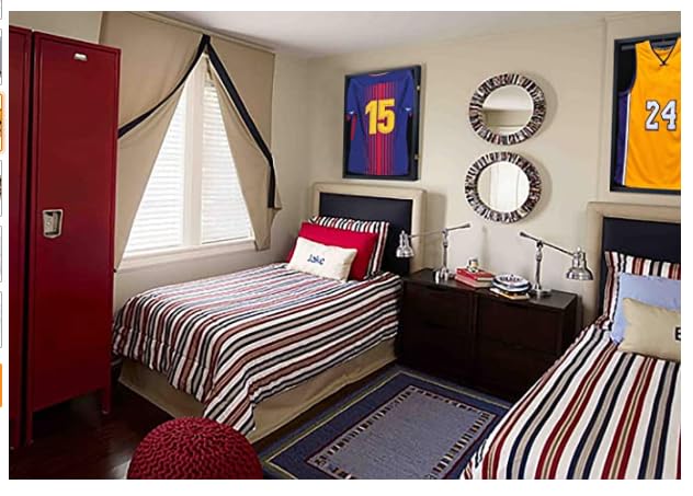 Image of Jersey Frame Display Case 4 Pack, Large Lockable Shadow Box Sports Jersey Frame with UV Protection Acrylic and 2 Hanger for Baseball Basketball Football Soccer Hockey Shirt,Graduates Black