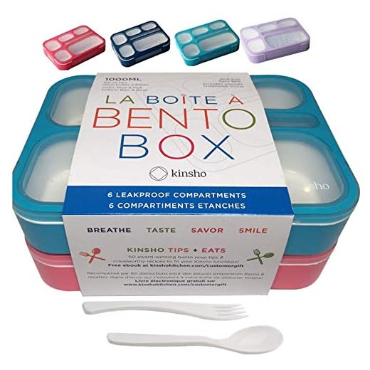6 Compartment Lunch Boxes. Bento Box Lunchbox Snack Containers for Kids, Boys Girls Adults. School Daycare Meal Planning Portion Control Container. Leakproof BPA-Free Set of 2 Blue & Pink Kits