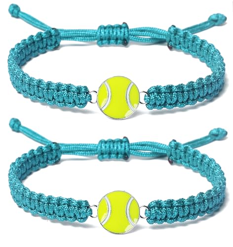 Lavoio Tennis Bracelet – Adjustable Woven Tennis Jewelry, Perfect Gifts for Tennis Fans, Players, and Coaches – Ideal for Birthdays, Tournaments, and Team Souvenirs (Light Blue 2PCS)