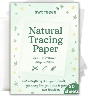 Swtreeee Natural Tracing Paper, 8.5x11 Inch, 50 Sheets, 60 GSM, Transparent Drawing Paper for Artists, Designers, Papercraft (8.5 * 11in-Thin)