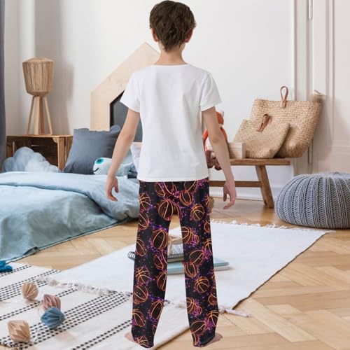 Boy's Pants Basketball Purple Jogger Pants Elastic Waist Long Bottoms Trousers with Pockets 6-14 Years3