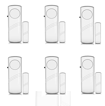 DM Wireless Door Window Open Alert Home Security System Siren/Alarm, Standard Size, White- Set of 6