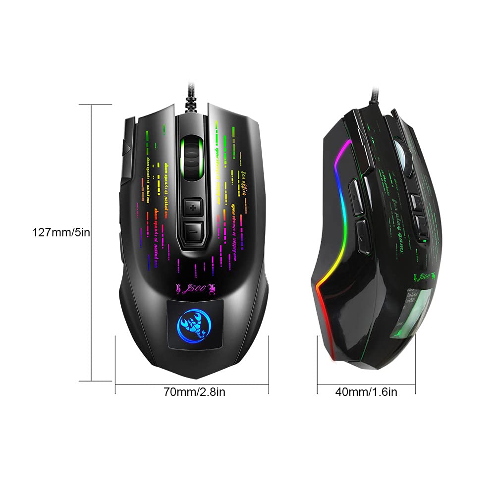 Mysz do gier z pełnokolorowym podświetleniem RGB, mysz z 6-stopniową regulacją DPI, mysz komputerowa do gier e-sportowych, mysz z wielojęzycznym sterownikiem do domowego biura Double the comfort