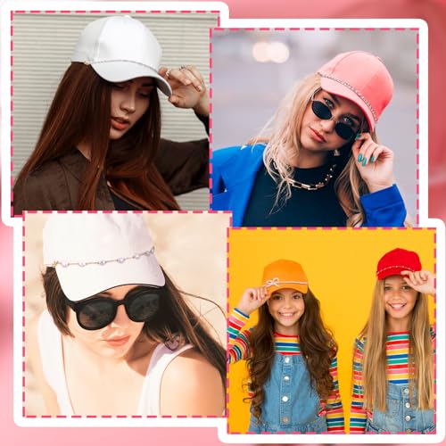 Image of Geyoga 9 Pcs Trucker Hat Chains Trucker Hat Charms Women Man Bill Decoration Detachable DIY Metal Chain for Mesh Baseball Cap(Gold White,Pearl)