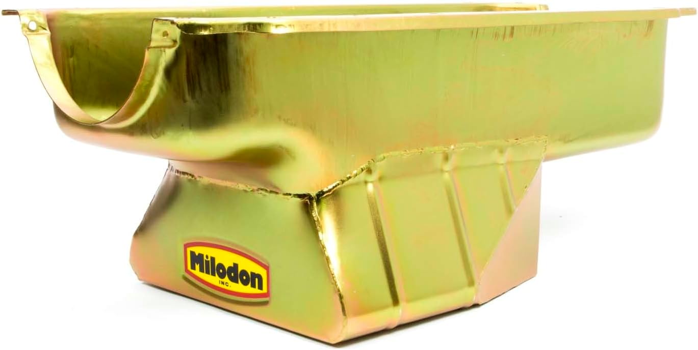 Milodon 30940 Steel, Gold Zinc Plated Street and Strip Oil Pan for Small Block 360 Mopar