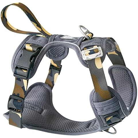 JC HOUSE Dog Harness, No Pull 3M Reflective Lightweight Vest Air Soft Mesh for Large Medium Small Dogs Adjustable Tactical Harness with Easy Control Handle for Walking Training Running, Camo Green L Cover