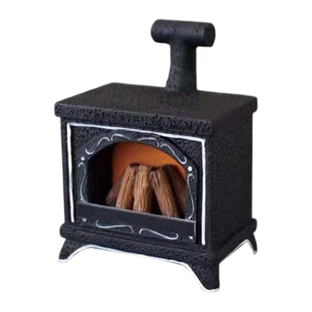 Giddy Up! 1:12 Scale Dollhouse Miniature Fireplace, Black, Resin, Miniature Christmas Decor