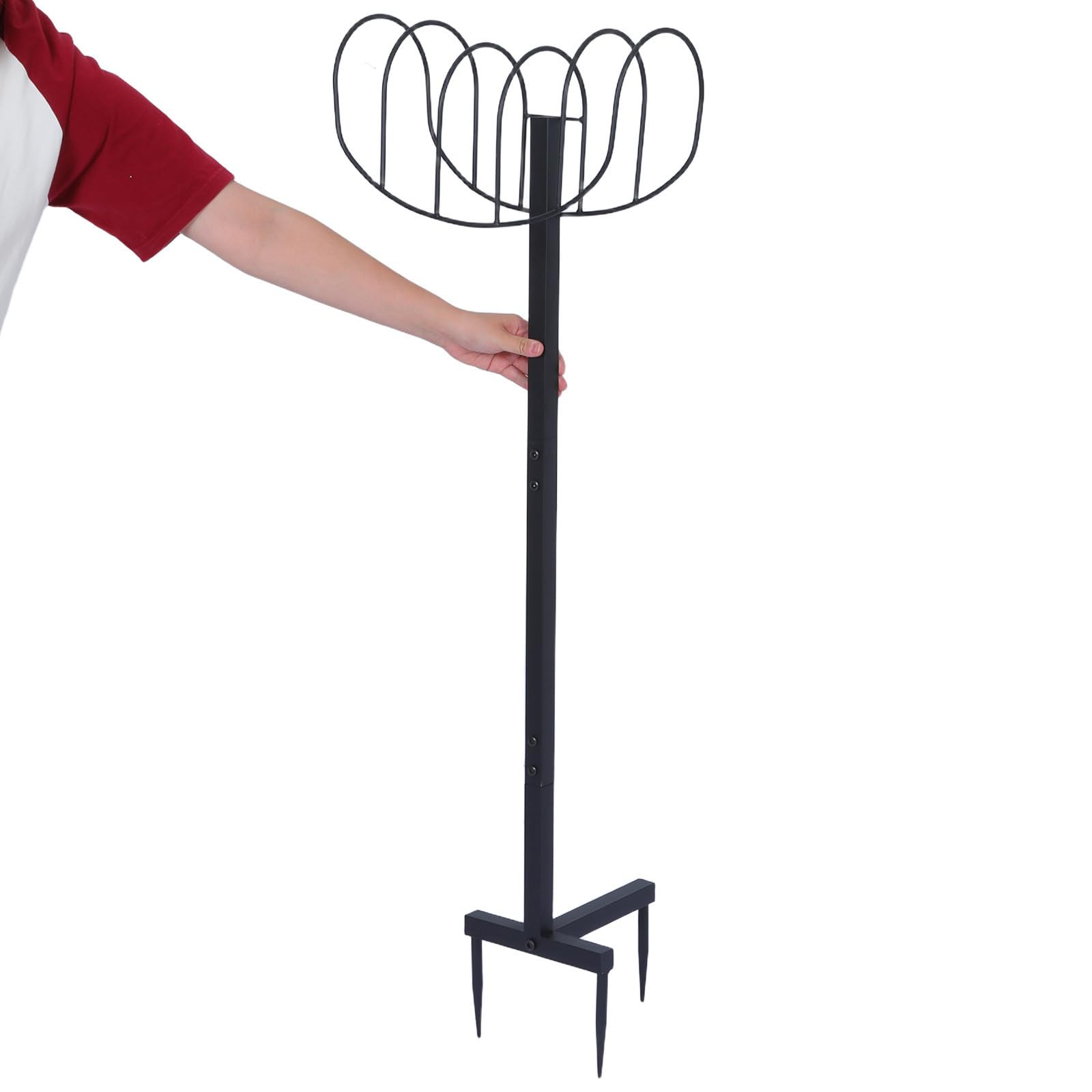 Support de Tuyau D'arrosage en Métal Noir Autoportant pour Patios