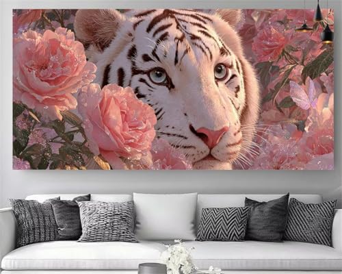 Broderie Gem Art Cristal Strass 80x160cm, Toile Canvas Tigre Majestueux 5D