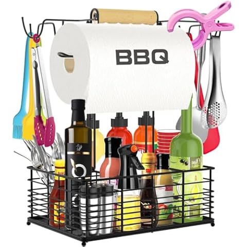 Concons Grill Caddy, BBQ Caddy for Outdoor Grill, Camping Essentials, Camping Accessories, Outdoor Kitchen BBQ Grill Accessories for Camper, Tailgate Essentials, Grilling Gifts for Men Cover