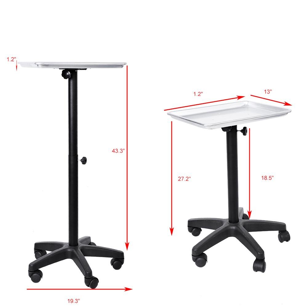 Plateau à roulettes en Aluminium pour Salon de Coiffure, 45 x 33 x 65 cm, avec roulettes de 1,5 m, pour Cabinets Médicaux et Dentistes