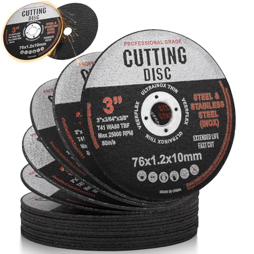 Samamoca 16 Stück Trennscheiben 76mm Schnittscheiben Flexscheiben für Winkelschleifer Schwarz Zirkon-Weißkorund Dünn Ø76x10mm für Metall & Holz Kompatibel mit Bosch GWS 12V-76