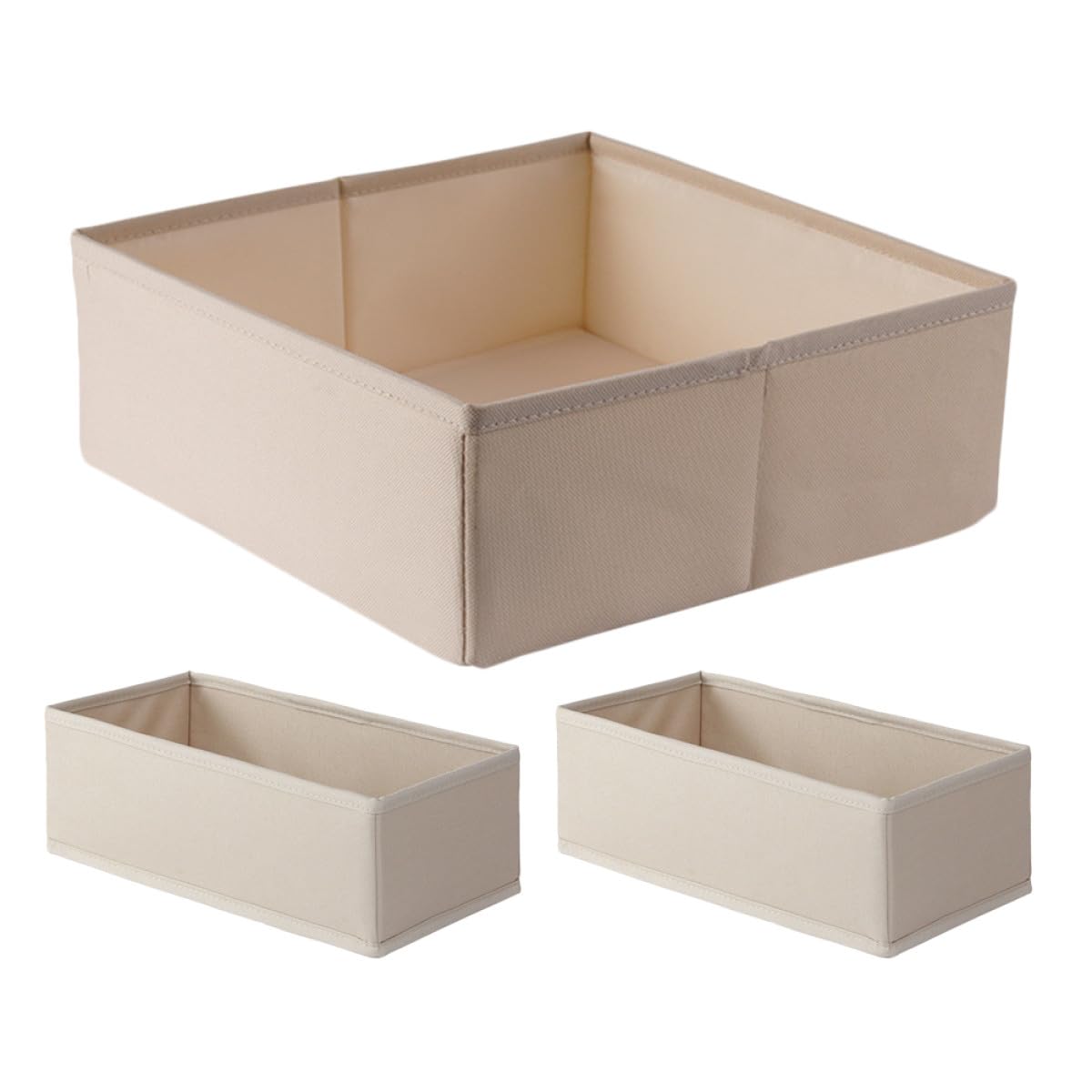 Healvian Set 3 Organizer per Cassetti Beige, Scatole Portaoggetti per Biancheria Intima Scomparti, Organizer per Reggiseni e Calzini per Armadio e Casa